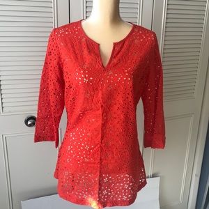 Talbots Orange Eyelet Tunic size: 10